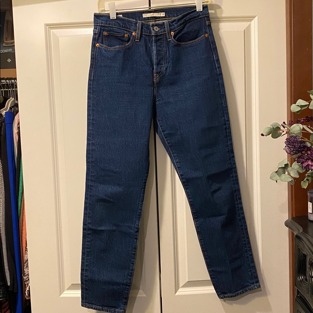 Classic High-Rise Straight Jeans in Dark Blue - Picture 13 of 14